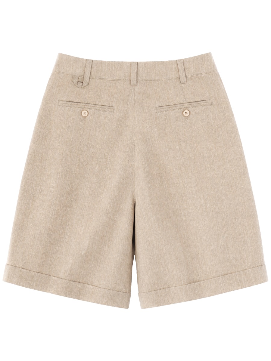 Jacquemus Pastro High-Waisted Pleated Tailored Shorts Neutraal