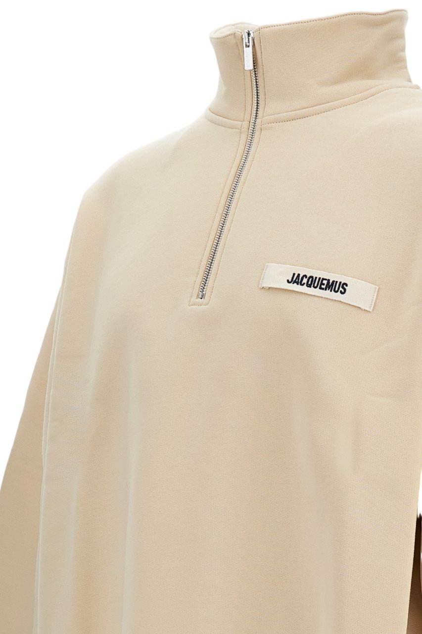 Jacquemus High Neck GROS GRAIN Sweatshirt with Metal Zip and Logo Neutraal