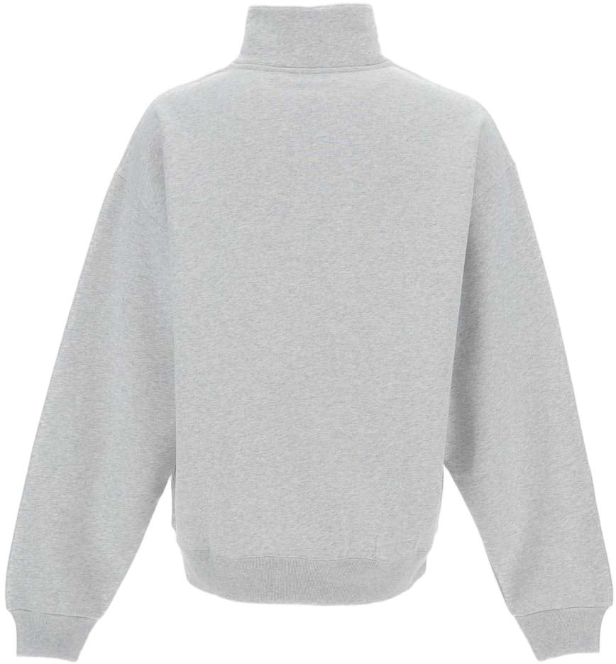 Jacquemus Grosgrain-Embellished Zip-Up Sweater in Soft Cotton Fleece Grijs