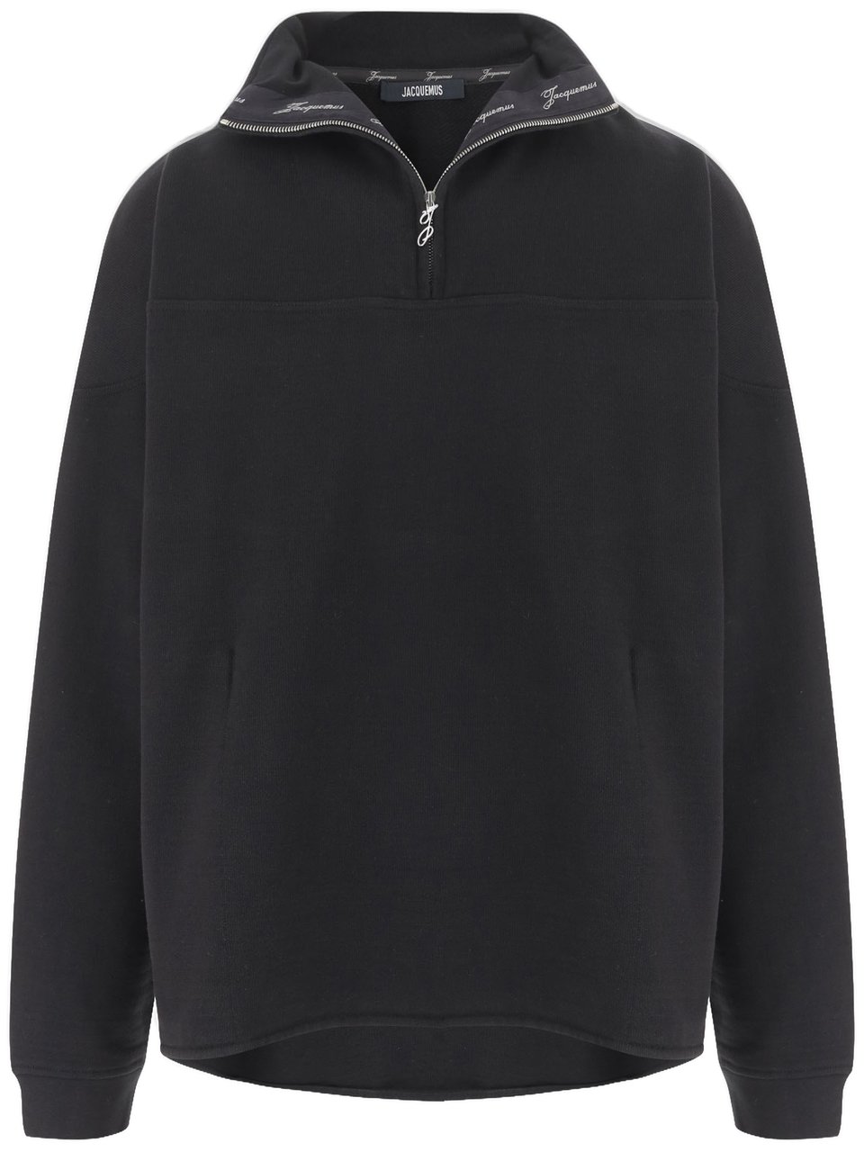 Jacquemus Rond Carré Sweatshirt With Turtle Neck And Zip Zwart