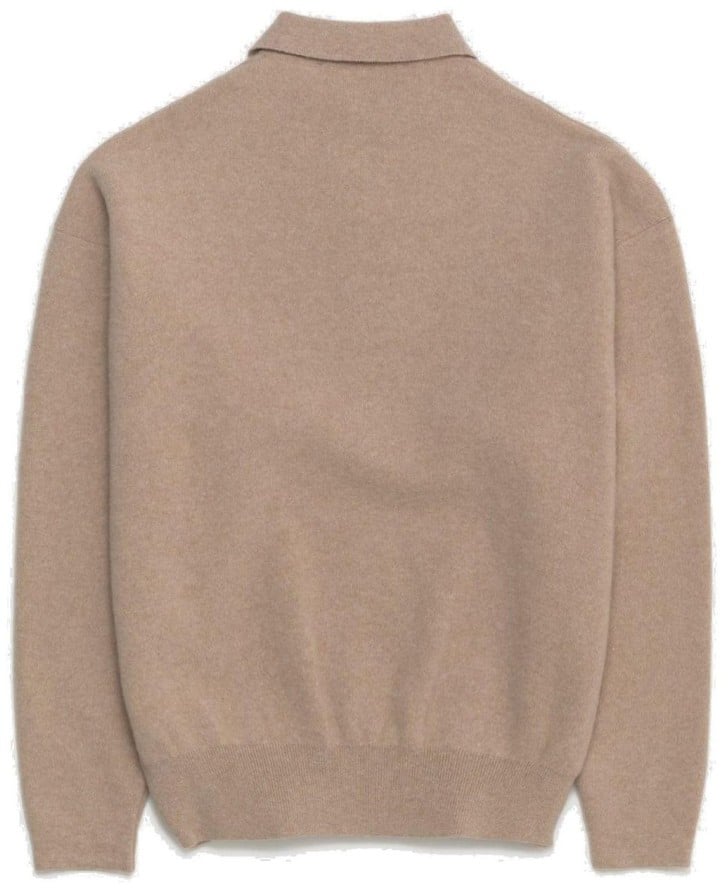 Jacquemus Polo Neck Sweater in Beige Wool-Cashmere Blend Neutraal