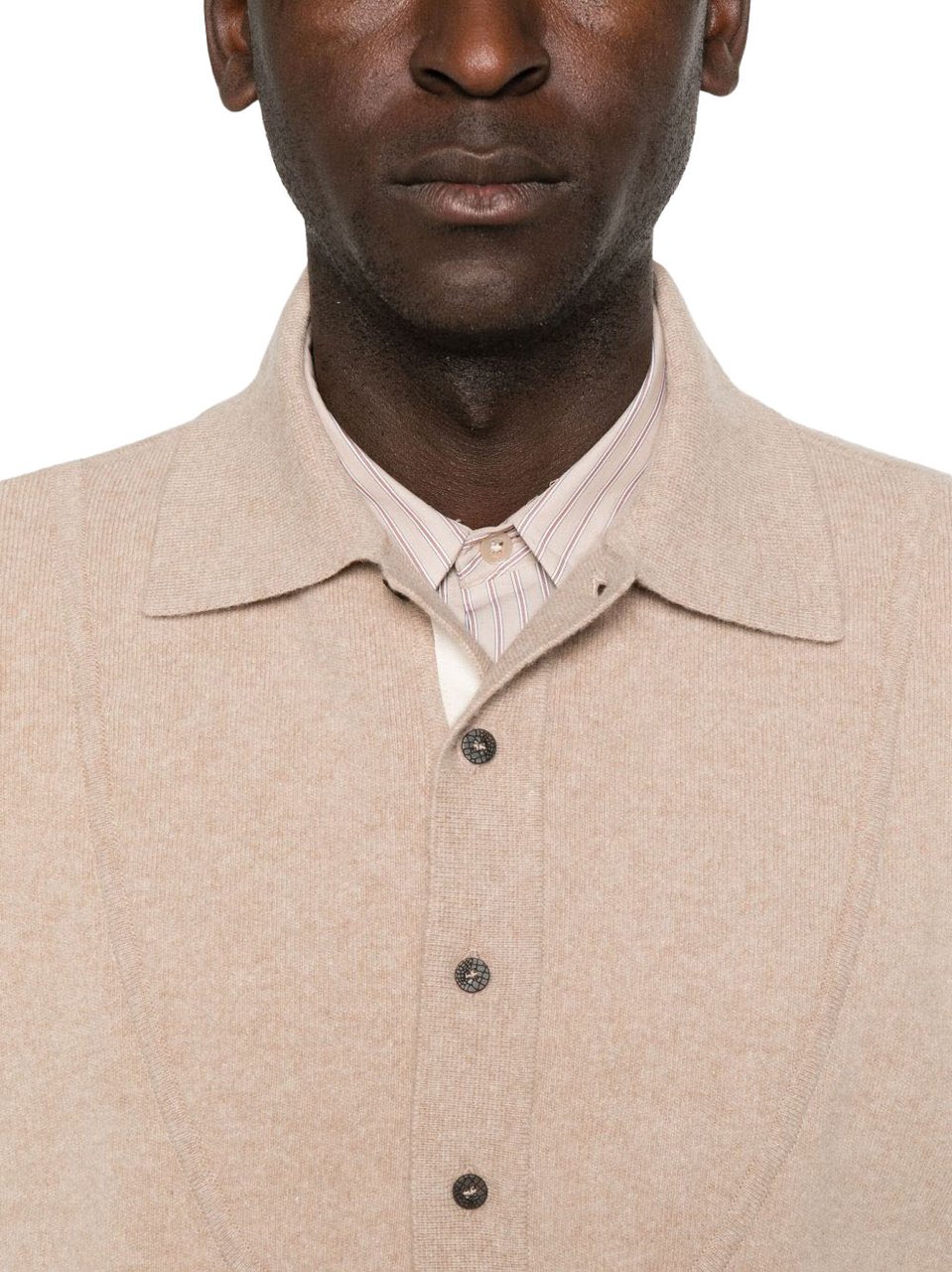 Jacquemus Polo Neck Sweater in Beige Wool-Cashmere Blend Neutraal