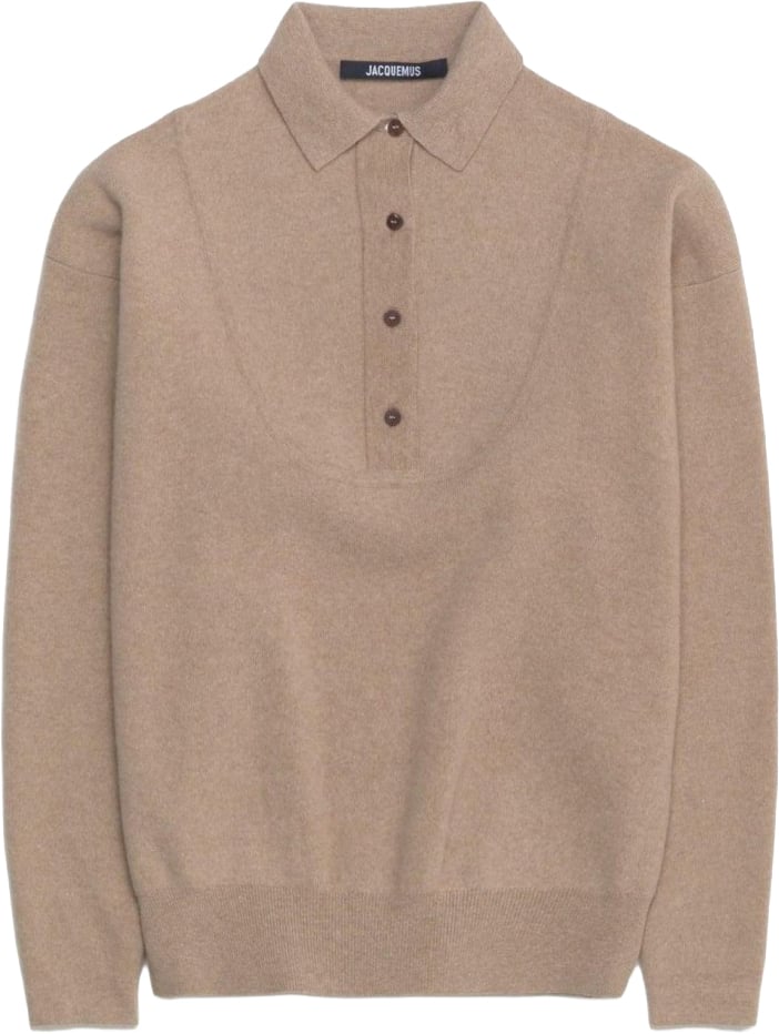 Jacquemus Polo Neck Sweater in Beige Wool-Cashmere Blend Neutraal