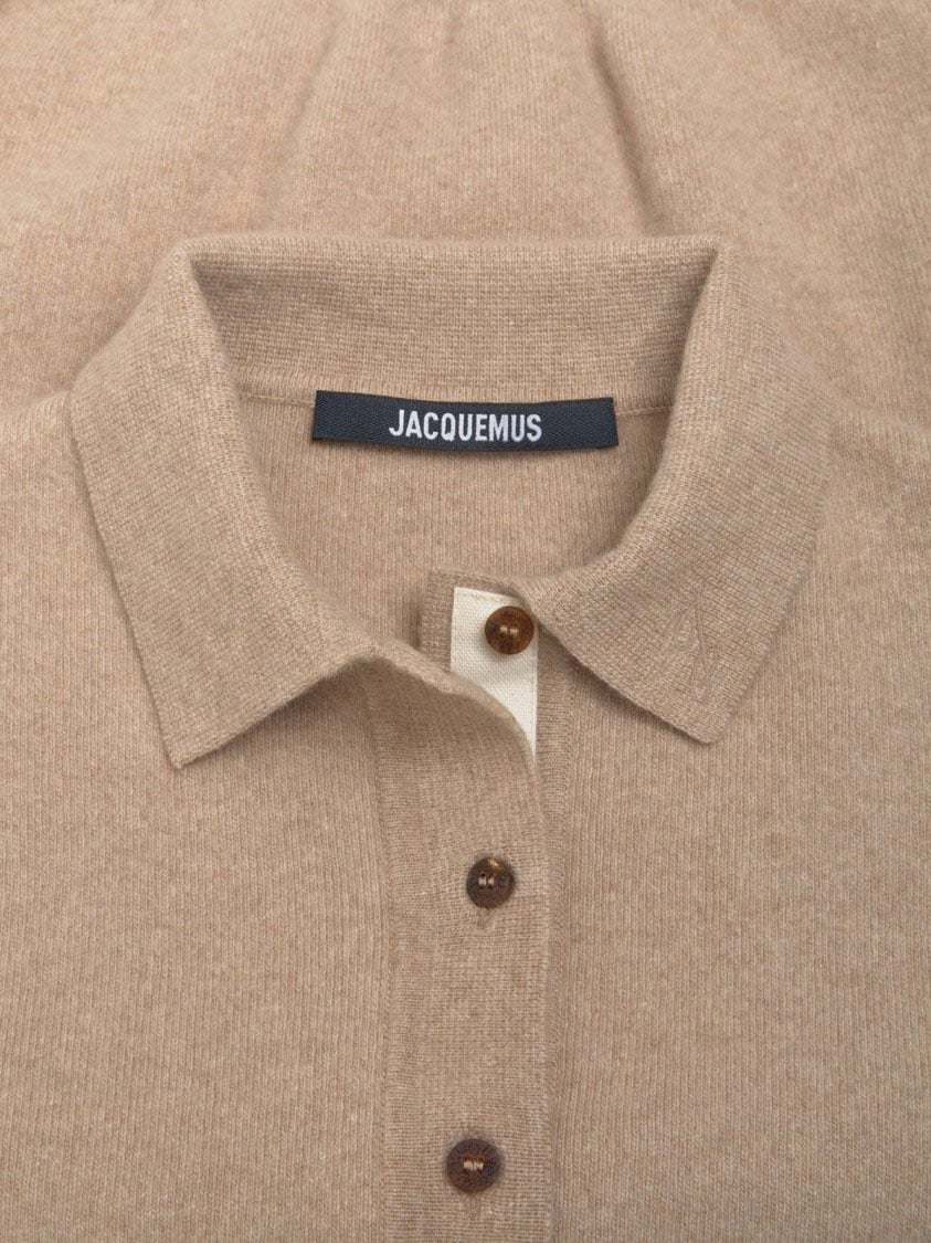 Jacquemus Polo Neck Sweater in Beige Wool-Cashmere Blend Neutraal