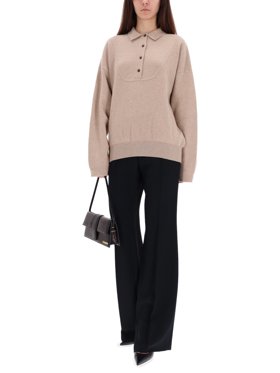 Jacquemus Beige Relaxed Polo Collar Sweater Neutraal
