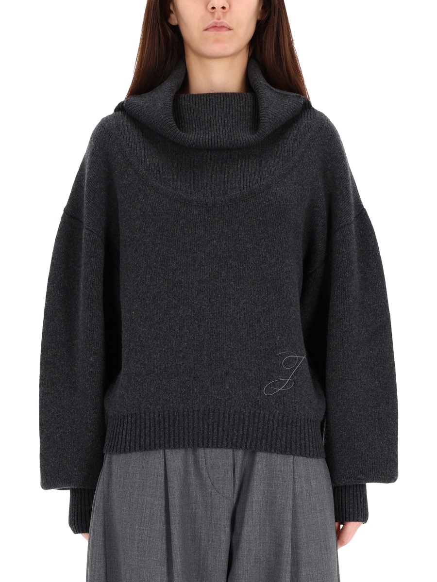 Jacquemus Grey Voluminous Turtleneck Sweater Zwart