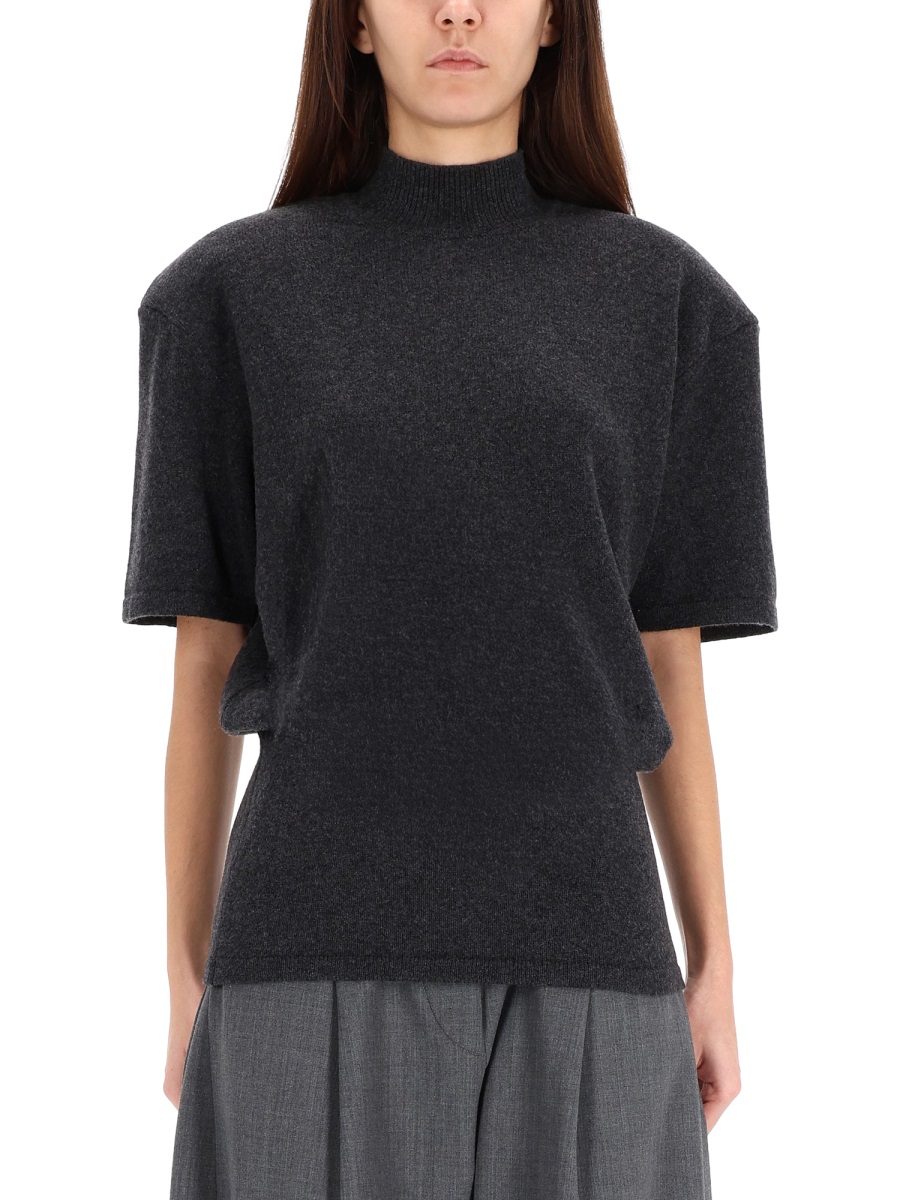 Jacquemus Grey High Neck Sweater Zwart