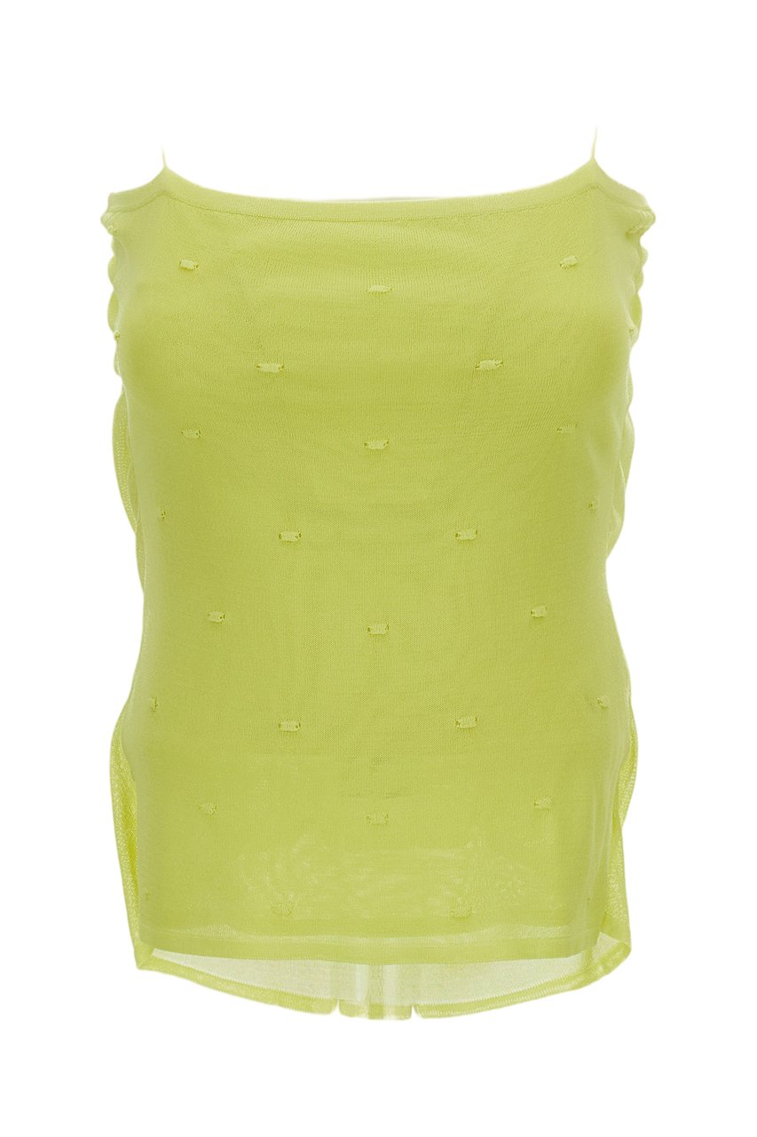 Jacquemus Textured Polka Dot Draped Tank Top by Jacquemus Geel