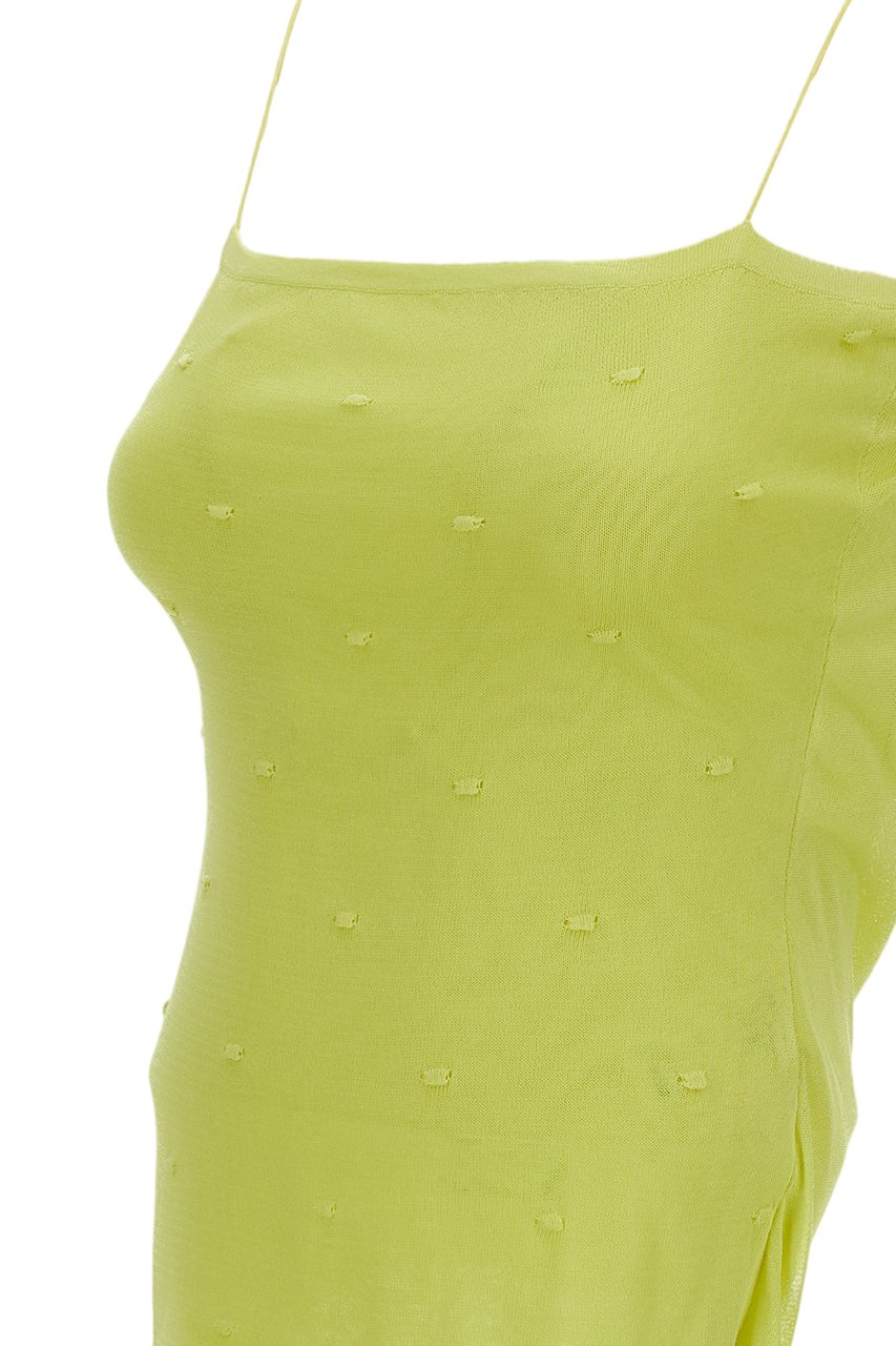 Jacquemus Textured Polka Dot Draped Tank Top by Jacquemus Geel