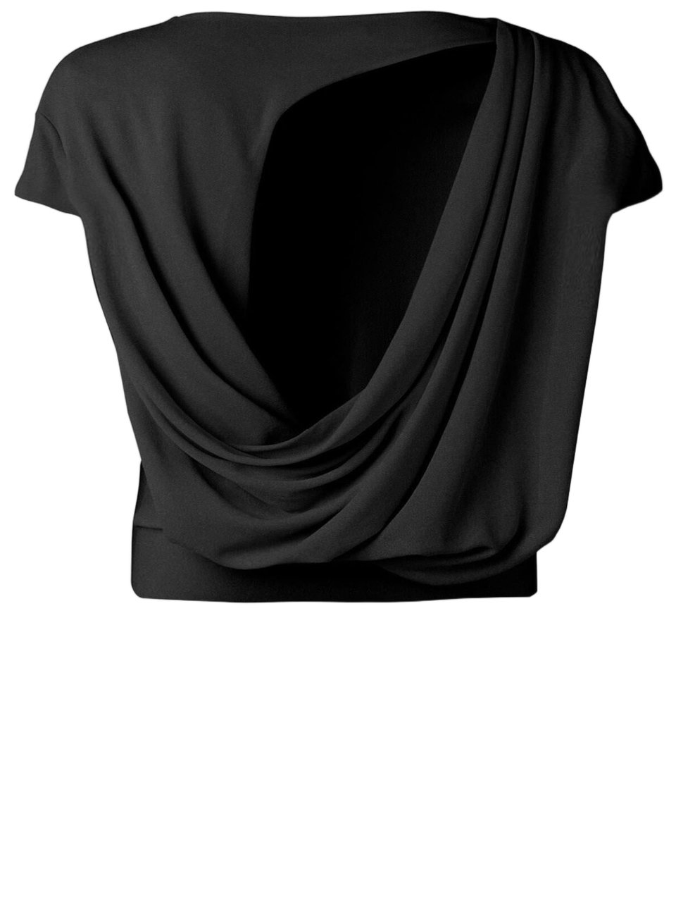 Jacquemus Flowing Draped Black Viscose-Blend T-Shirt with Cut-Out Detail Zwart