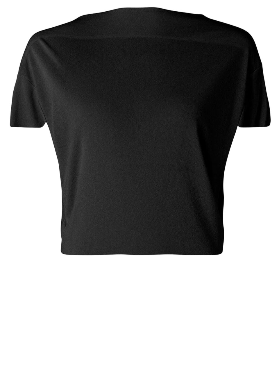 Jacquemus Flowing Draped Black Viscose-Blend T-Shirt with Cut-Out Detail Zwart