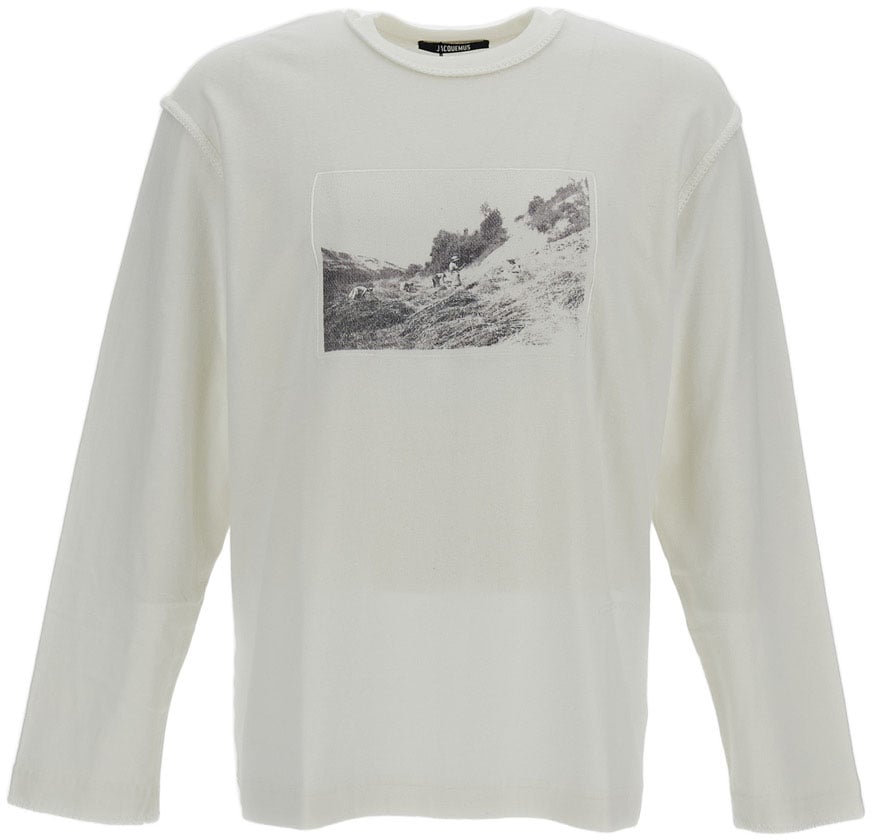 Jacquemus White Photographic Print Cotton T-Shirt Wit