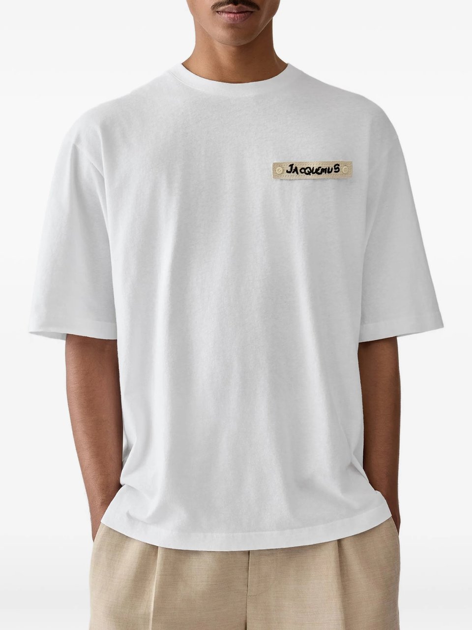 Jacquemus Beige Silk and Nylon Knit T-Shirt Wit