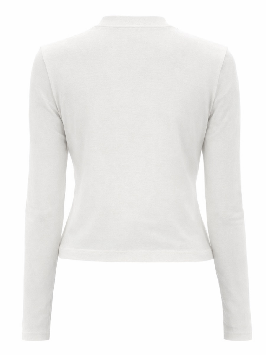 Jacquemus Fitted Cropped Rectangular Label Long-Sleeve T-Shirt Wit
