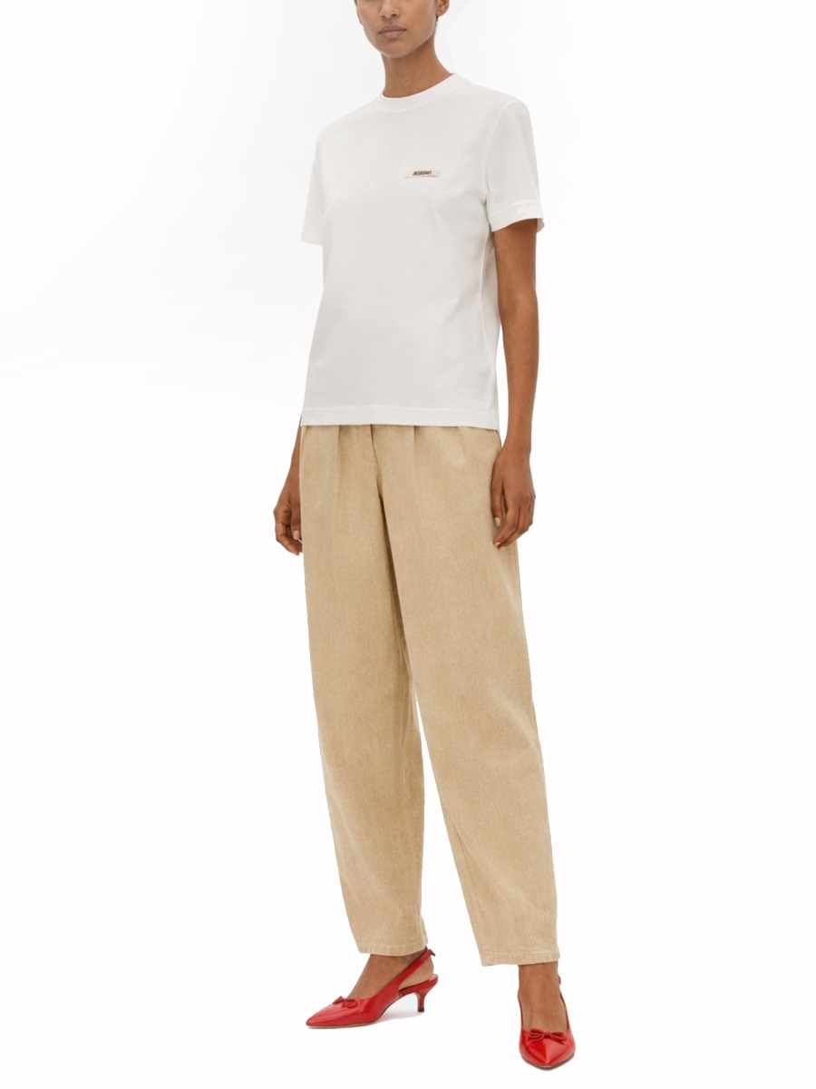 Jacquemus Boxy Silk-Nylon Blend Top with Subtle Logo Wit