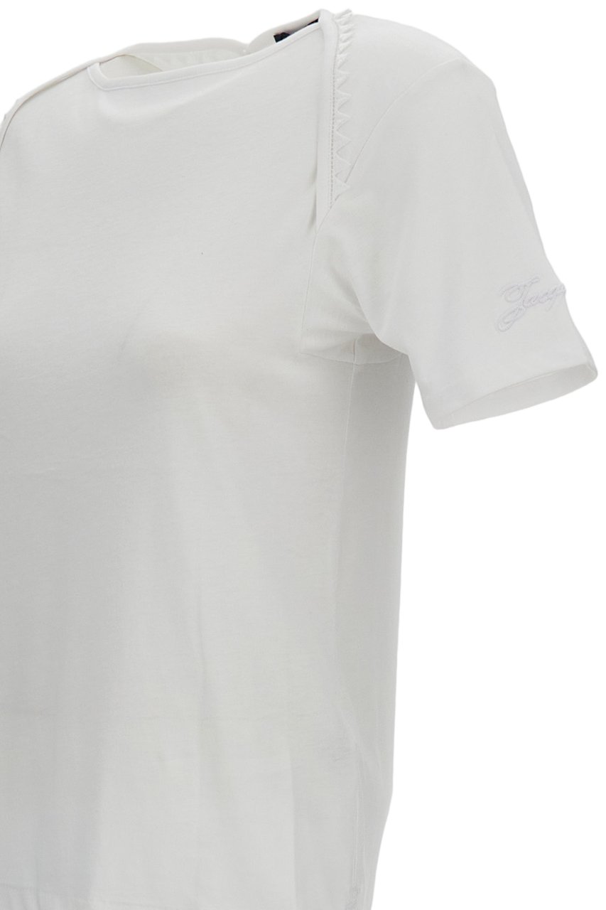 Jacquemus Short-Sleeved Cotton T-Shirt with Passementerie Trim and Embroidered Logo Wit