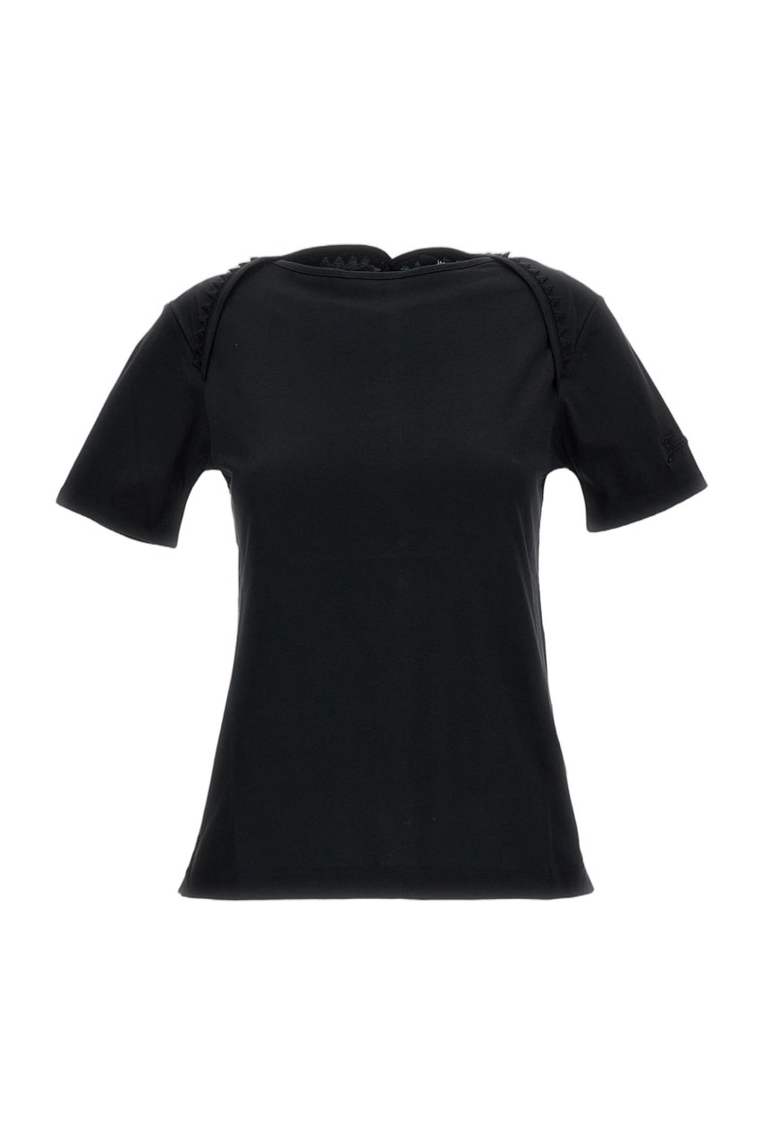 Jacquemus Short-Sleeved T-Shirt with Passementerie Trim and Embroidered Logo Zwart
