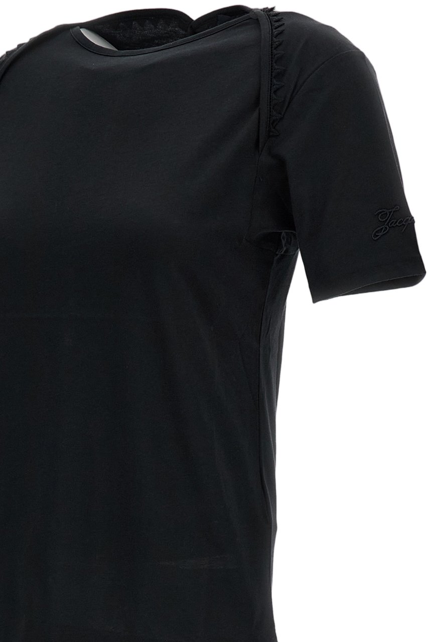 Jacquemus Short-Sleeved T-Shirt with Passementerie Trim and Embroidered Logo Zwart