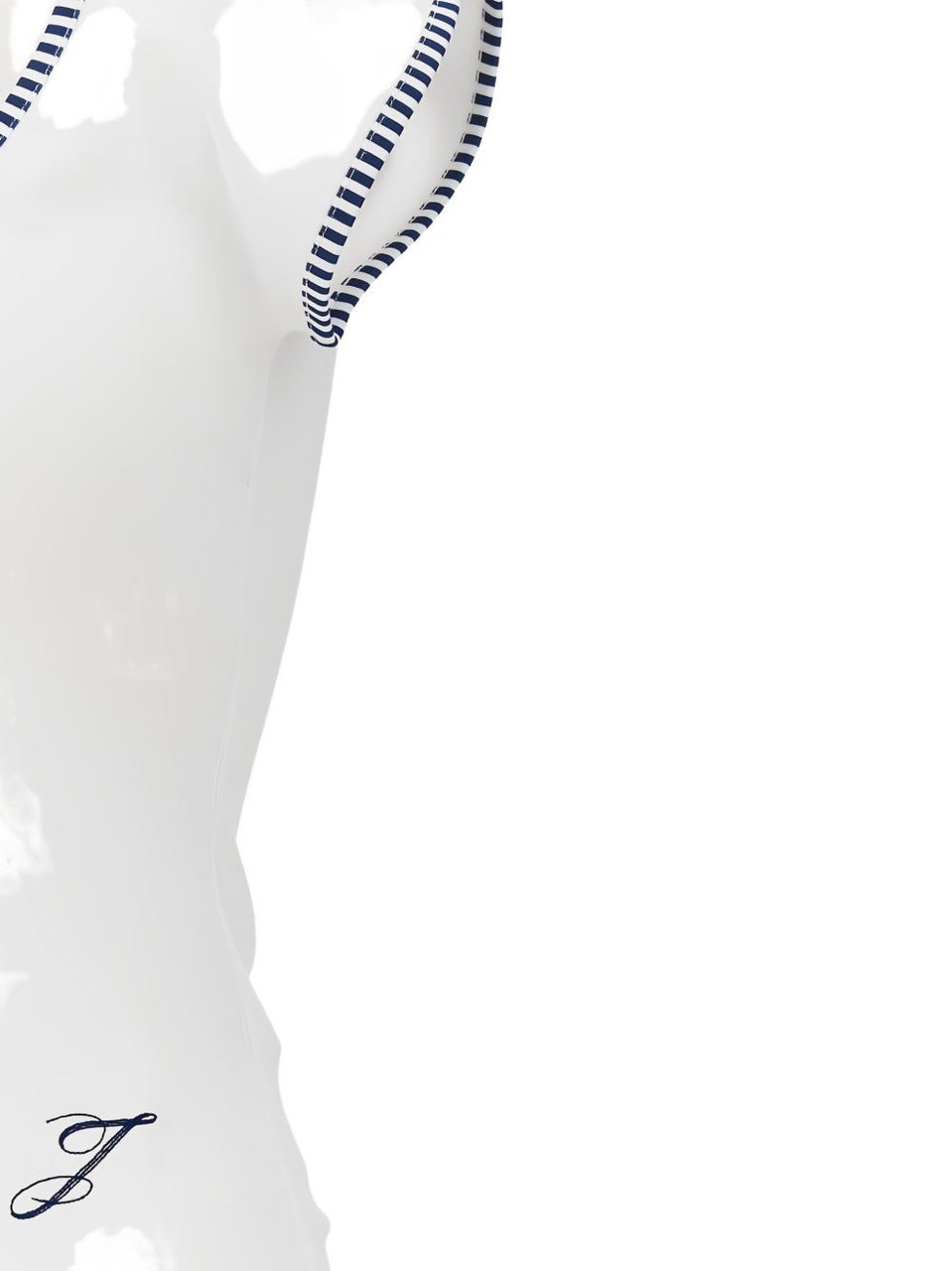Jacquemus White Striped Trim Fitted Short-Sleeved Top Wit