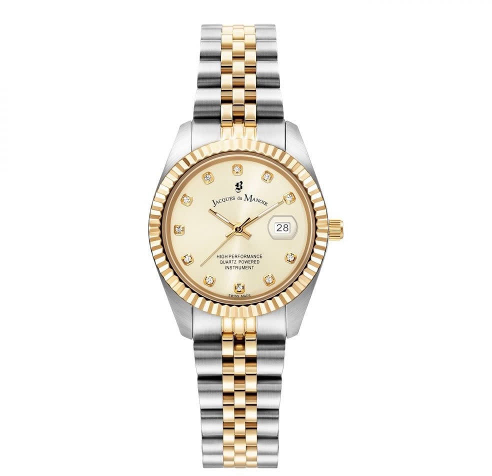 Jacques du Manoir Jaques du Manoir JWL01201 horrloge dames staal 31 mm bi color met champagne wijzerplaat Divers