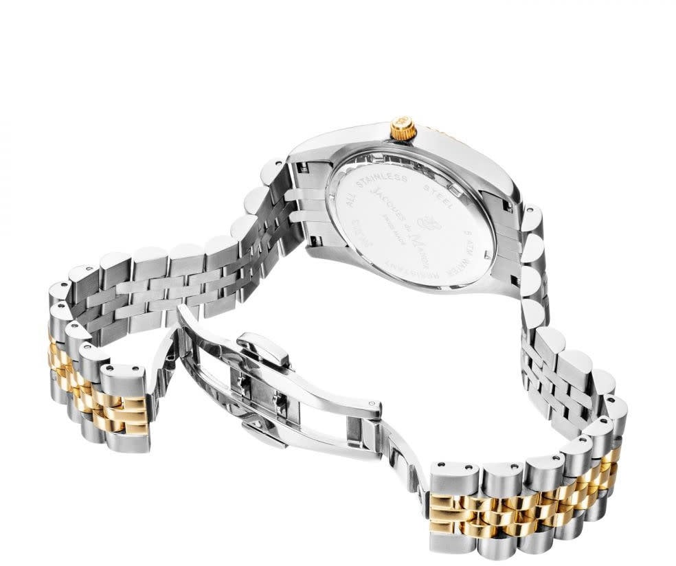 Jacques du Manoir Jacques du Manoir Horloge JWL01207 Staal Bi-color met Zwarte Wijzerplaat met Zirkonia 31mm Goud