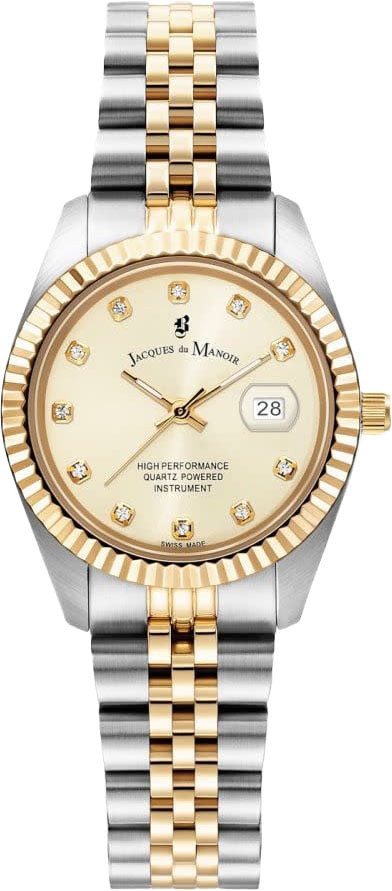 Jacques du Manoir Jaques du Manoir JWL01201 horrloge dames staal 31 mm bi color met champagne wijzerplaat Goud