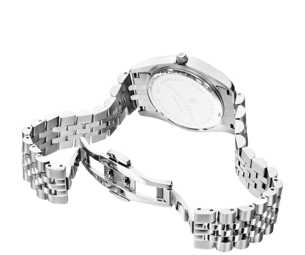 Jacques du Manoir Jacques du Manoir JWL01301 horloge dames staal in 34 mm, met mop wijzerplaat en romeinse cijfers Zilver