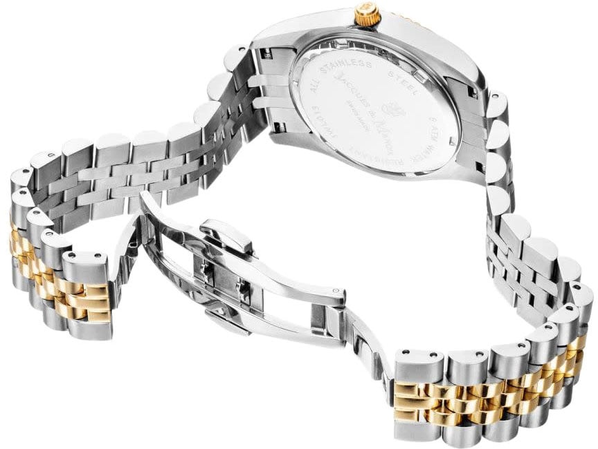 Jacques du Manoir Jacques du Manoir Horloge JWL01303 Inspiration Roman Staal Bi-color met MOP Wijzerplaat 36mm Goud