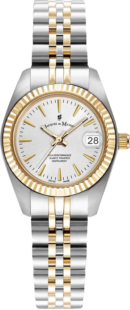 Jacques Du Manoir Horloge JWL02101 Staal Bi-color Quartz Swiss Made 26mm Zilver