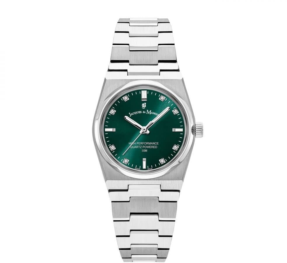 Jacques du Manoir Jacques du Manoir Horloge JWL03603 Horizon Staal Quartz Swiss Made met Groene Wijzerplaat 31mm Donkergroen
