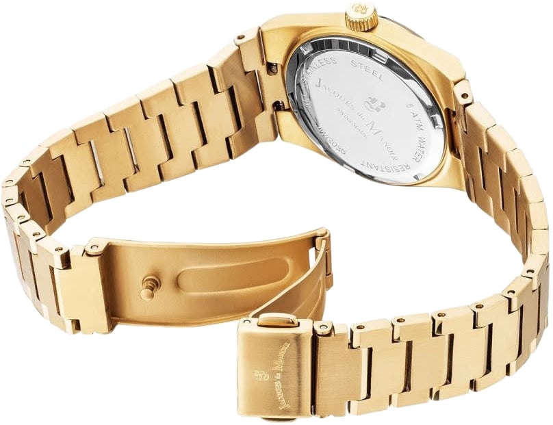 Jacques du Manoir Jacques du Manoir Horloge JWL03604 Horizon Staal met Geelgouden Plating Quartz Swiss Made met Zwarte Wijzerplaat 31mm Divers
