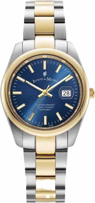 Jacques du Manoir Jacques du Manoir Horloge JWL03805 Inspiration Allure Staal Bi-color met Blauwe Wijzerplaat 32mm Divers