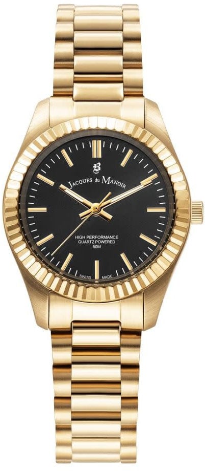 Jacques du Manoir Jacques du Manoir Horloge JWL03908 Inspiration Prime Staal met Geelgouden Plating Quartz Swiss Made 50m Waterdicht 31mm Goud