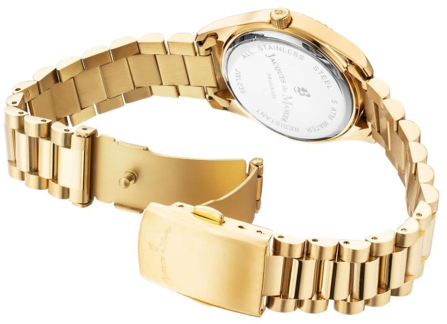 Jacques du Manoir Jacques du Manoir Horloge JWL03908 Inspiration Prime Staal met Geelgouden Plating Quartz Swiss Made 50m Waterdicht 31mm Goud