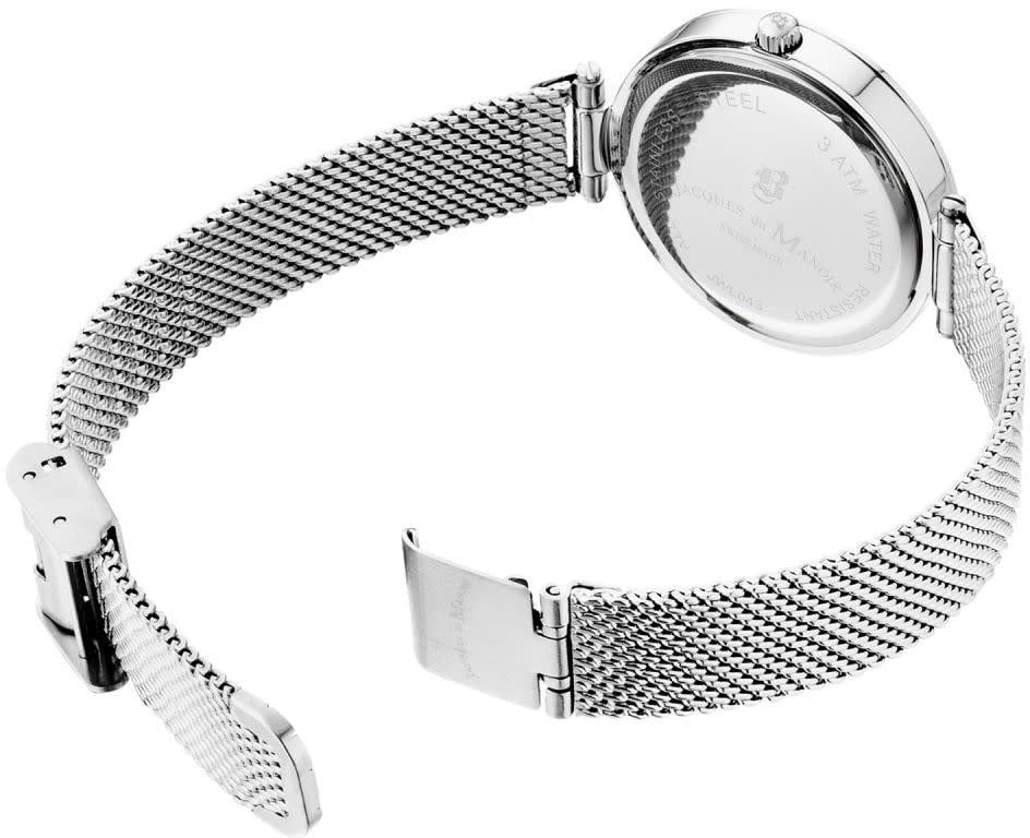 Jacques du Manoir Jacques Du Manoir Horloge JWL04301 Selena Staal Quartz Swiss made met Mesh Horlogeband Zilver