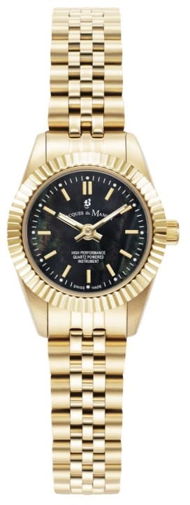Jacques du Manoir Jacques du Manoir Horloge JWL05104 Inspiration Staal met Geelgouden Plating Quartz Swiss Made met Zwarte Wijzerplaat 22mm Goud
