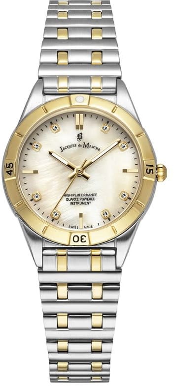Jacques du Manoir Jacques du Manoir Horloge JWL05903 Staal Bi Color Quartz Leonie Parelmoer Wijzerplaat 29mm Zilver
