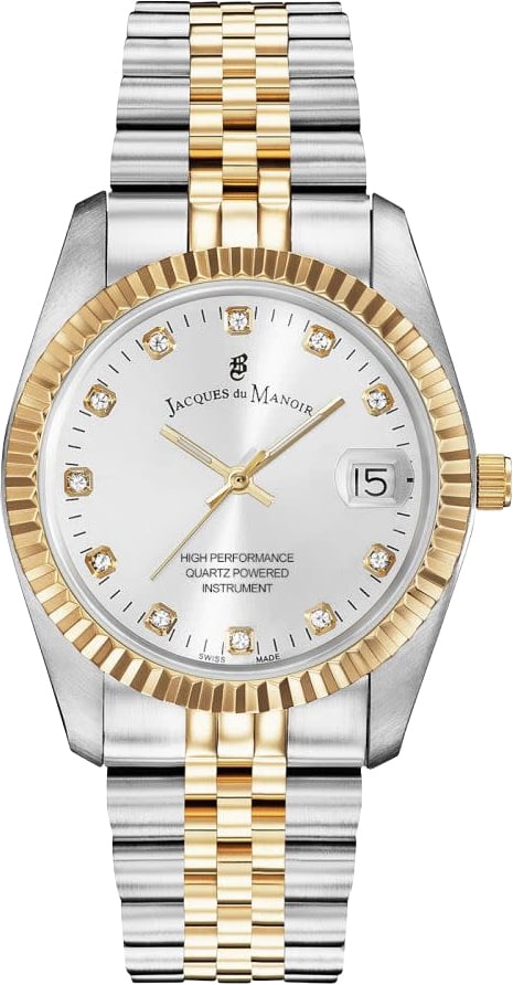 Jacques du Manoir Horloge NRO.07 Staal Bi-color Quartz Swiss Made 36mm Zilver
