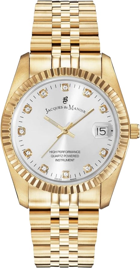 Jacques du Manoir Horloge NRO.11 Staal met Geelgouden Plating Quartz 36mm Goud