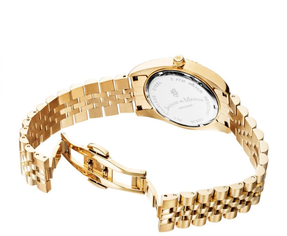 Jacques du Manoir Jacques du Manoir Horloge NRO.11 Staal met Geelgouden Plating Quartz 36mm Divers