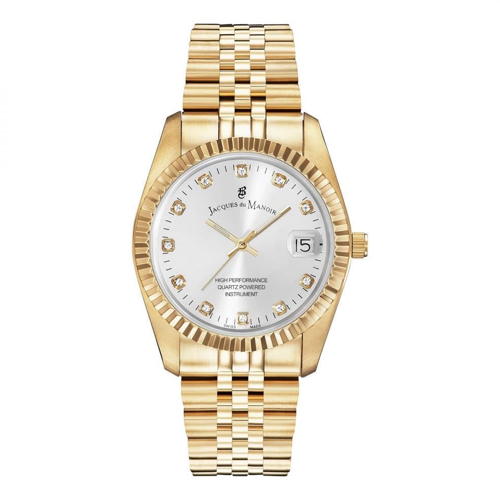 Jacques du Manoir Horloge NRO.11 Staal met Geelgouden Plating Quartz 36mm Goud