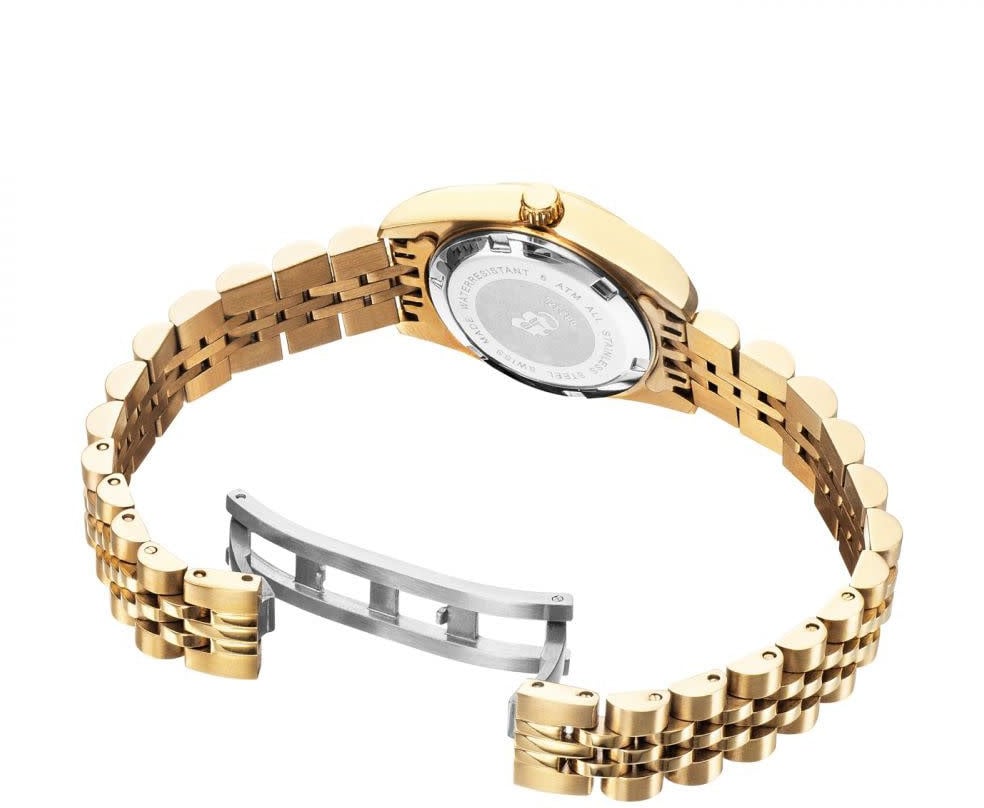 Jacques du Manoir Jacques du Manoir Horloge NRO.12 Staal met Geelgouden Plating en Zilveren Wijzerplaat met Zirkonia 26mm Goud