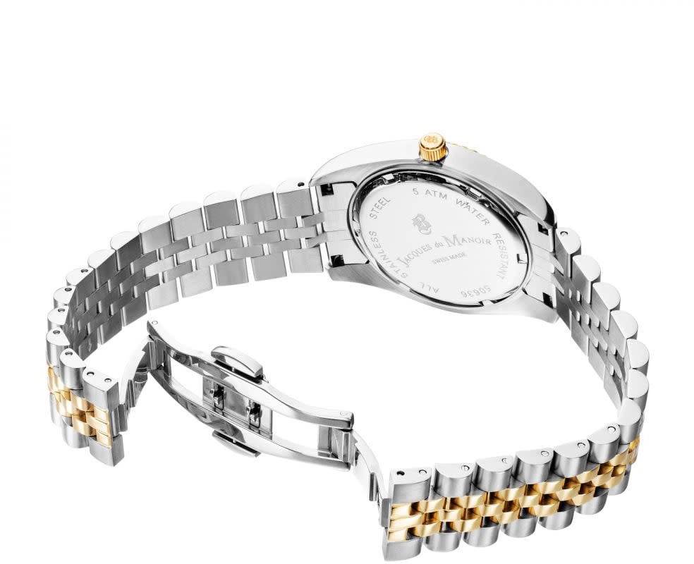 Jacques du Manoir Jacques du Manoir Horloge NRO.07 Staal Bi-color Quartz Swiss Made 36mm Zilver