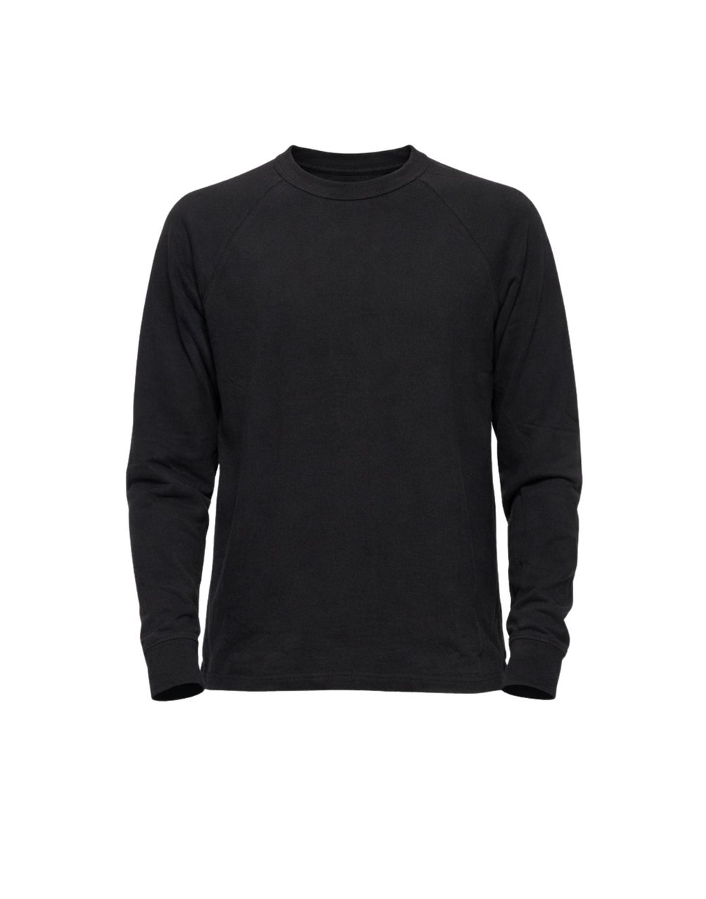 James Perse Black Cotton Long Sleeve Crew Pique T-Shirt Zwart