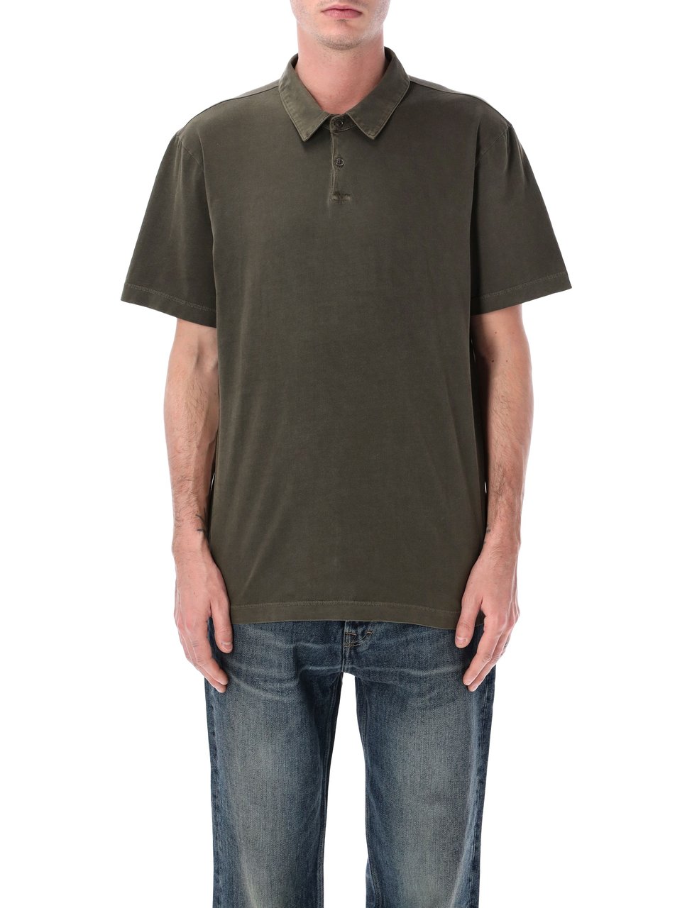 James Perse Classic Fit Sprawled Cotton Polo Shirt Zwart