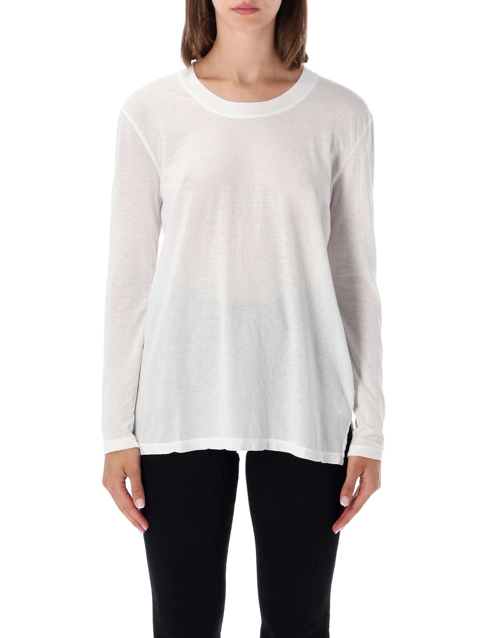 James Perse Clear Jersey Long Sleeve T-Shirt Wit