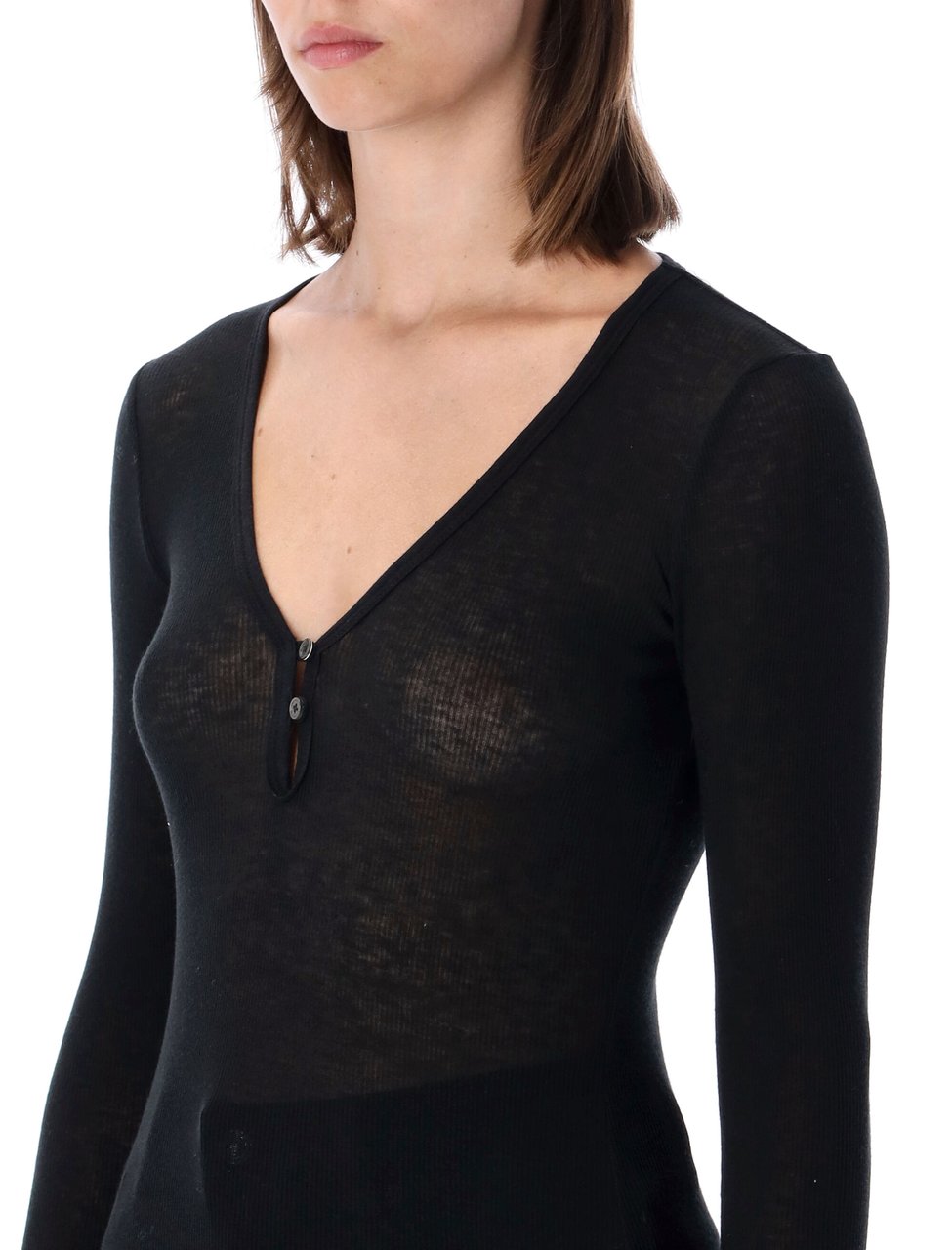 James Perse Serafino Novelty Ribbed Cotton-Cashmere Top Zwart