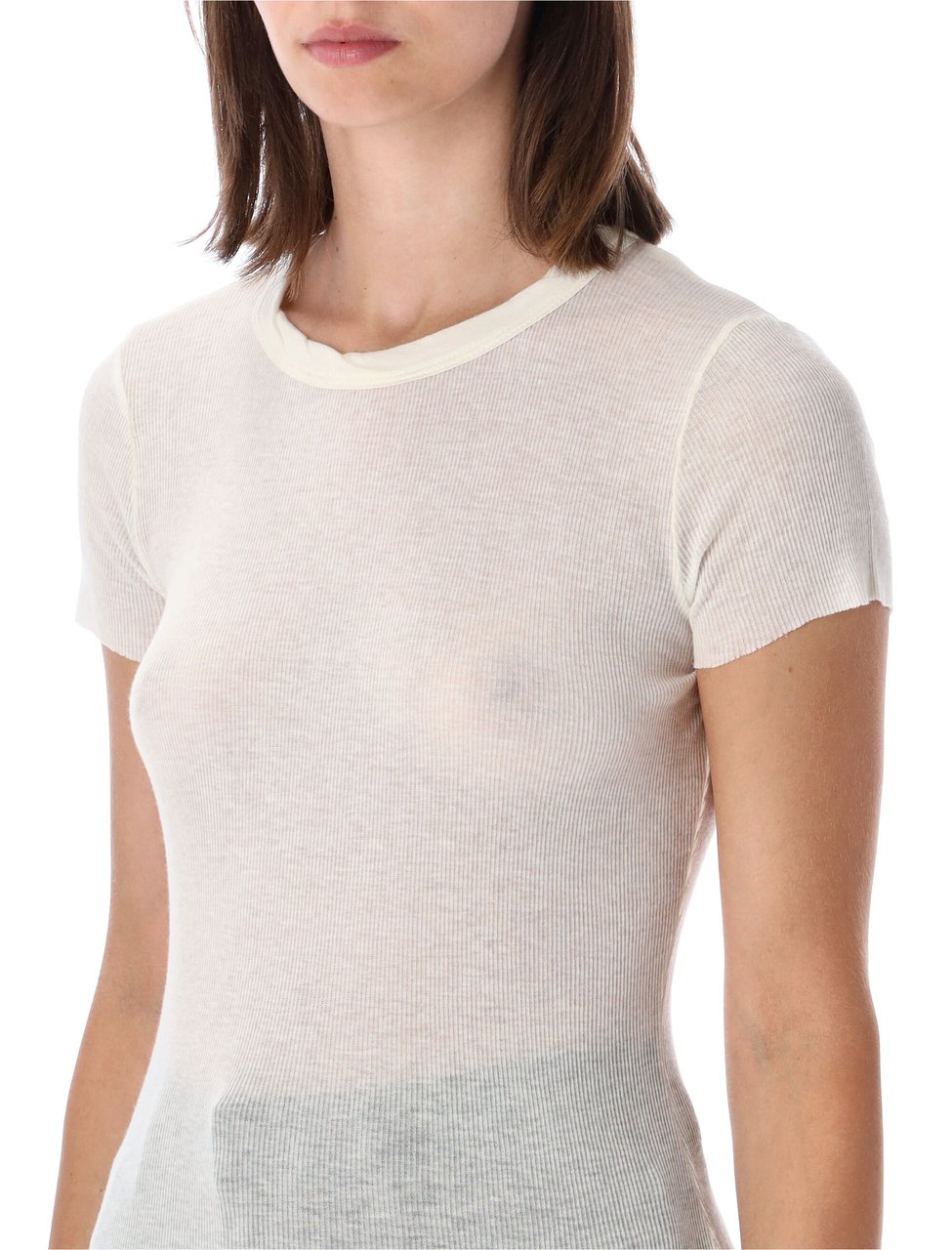 James Perse Short Sleeve Ribbed Cotton-Cashmere T-Shirt Zwart
