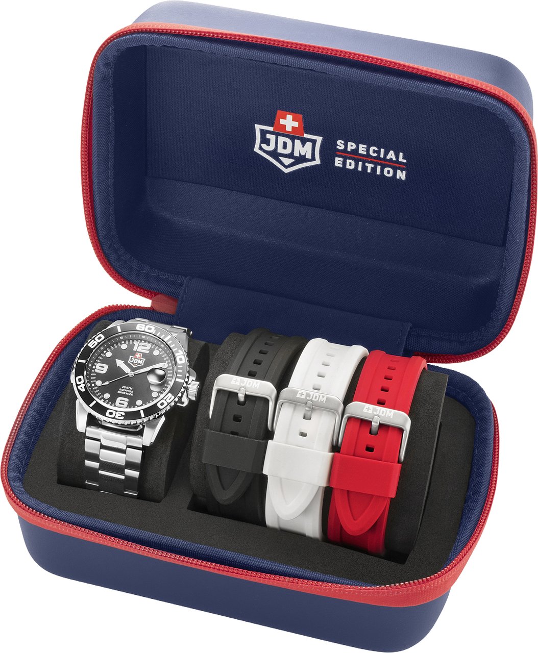 JDM Military Mike Plus - Horloge - Zwart Zilver