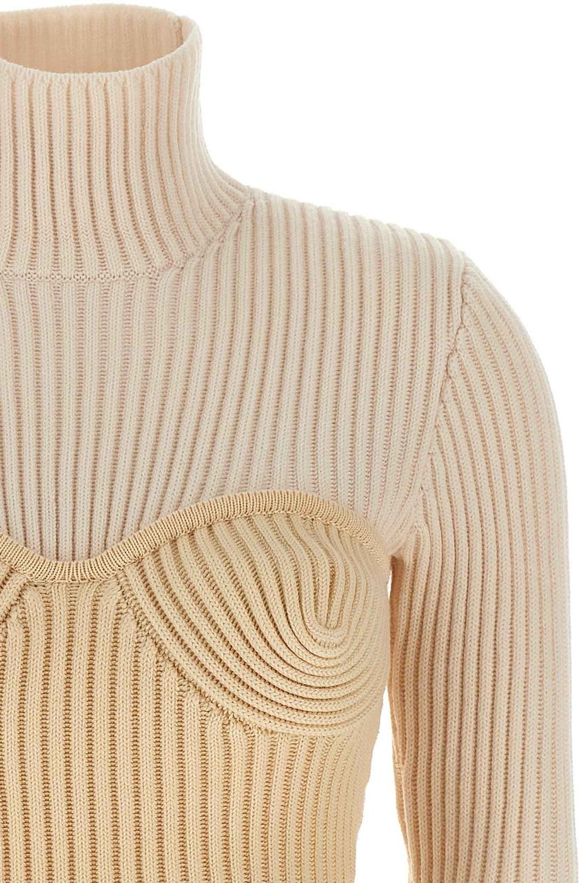 Jean Paul Gaultier Beige Merino Wool Cardigan Beige